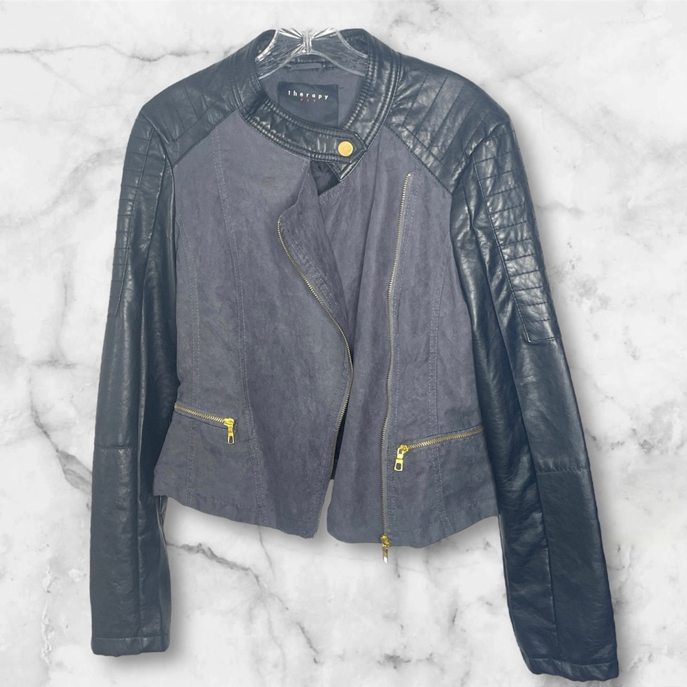 Therapy by Lane Crawford great quality fuxe leather biker jacket